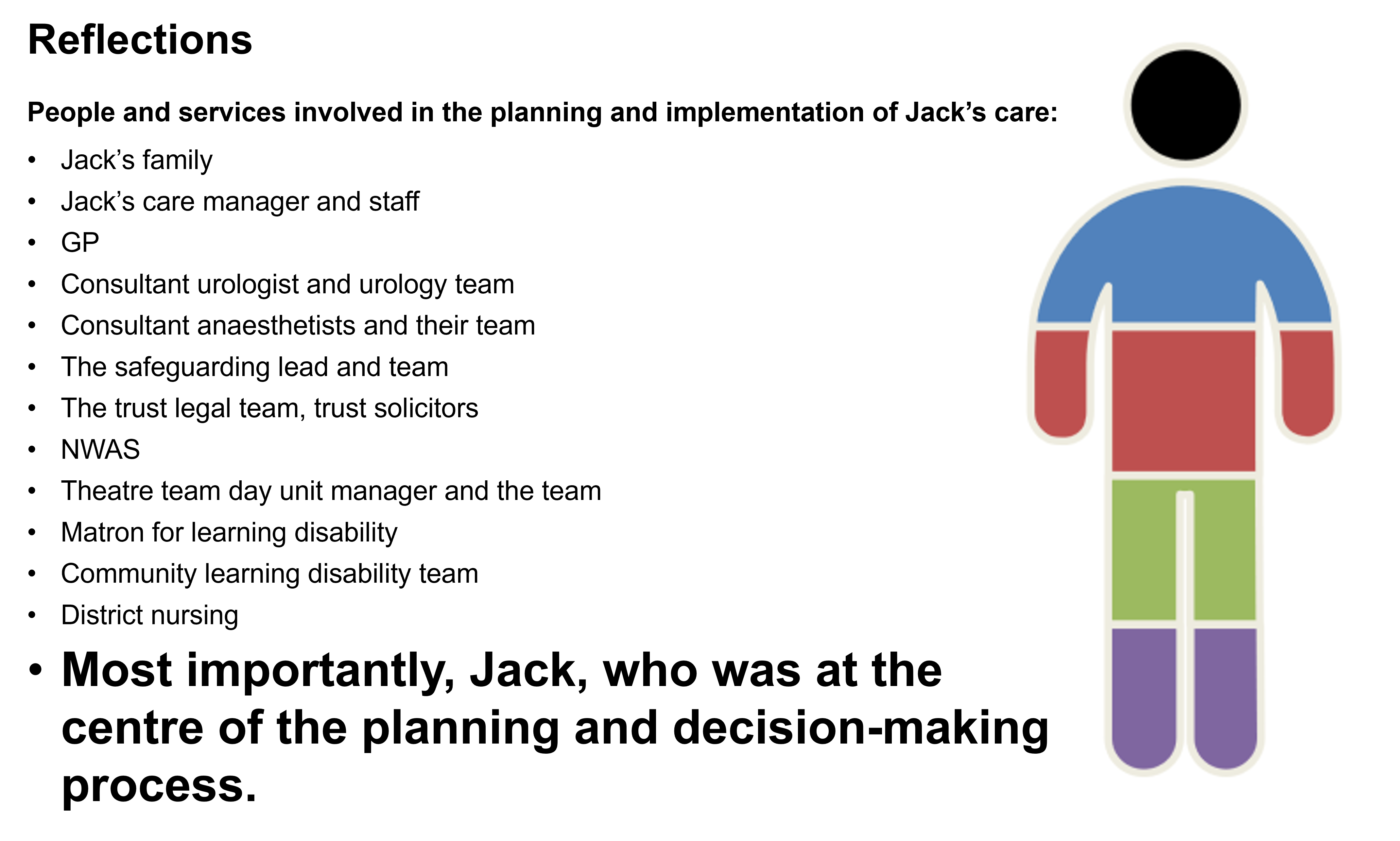 The image shows the many people and services involved in the multi-disciplinary approach to Jack’s care